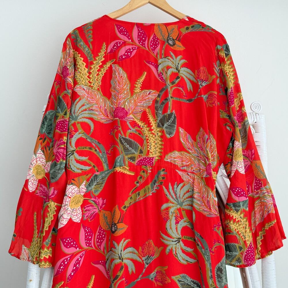 Spartina 449 Wrap Dress XXL Orange Floral Print Rosalee Tropical Vacation Resort - Picture 5 of 11